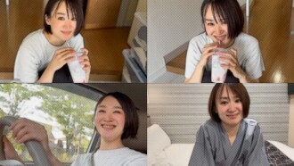 Phim A college student is played to look at the camera with no makeup on and makes a face while drooling in a humiliating play